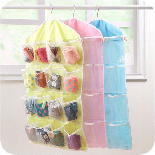 16 Grid Underwear Socks Organizer Hanging Storage Bag 16 Gri