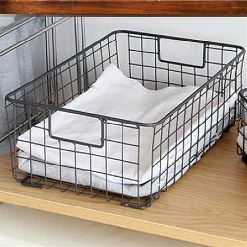 2Pcs Wire Storage Baskets With Handles, Metal Organizer