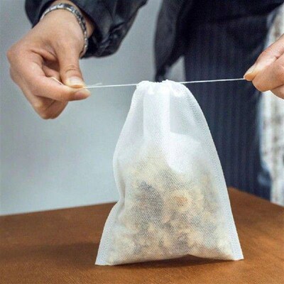 100 Pcs Non-woven Fabric Tea Infuser Bags with Drawstring