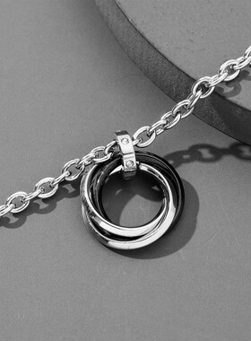 Mens hip-hop mixed color three-ring diamond-encrusted titan