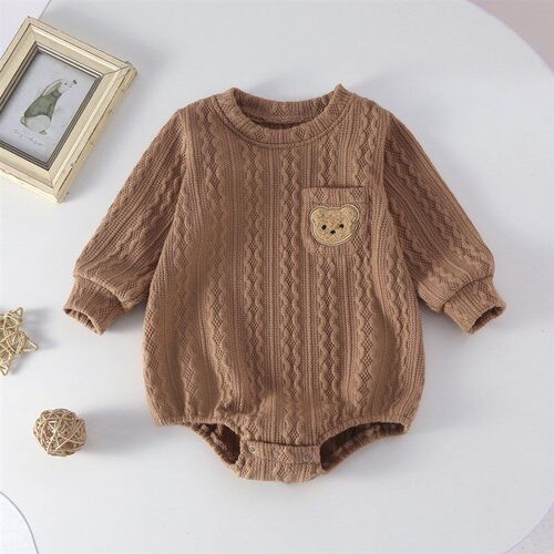 Baby Boys Girls Cute Bear Head Twisted Bodysuit Triangle Rom