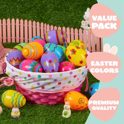 72 PCs Plastic Printed Bright Easter Eggs 2.3 Easter Hunt