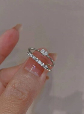 Luxury Zircon Heart Rings for Women Opening Adjustable Weave