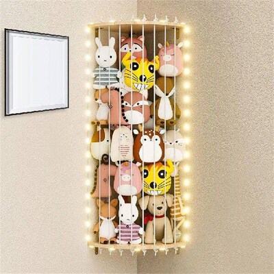 Wood Stuffed Animal Holder with Led Light and Adjustable