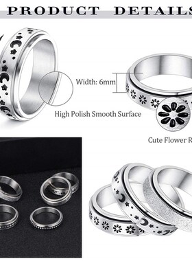 Anxiety Ring For Women Men Moon Fidgets Rings 2022 Trend Pun