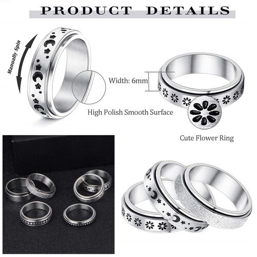 Anxiety Ring For Women Men Moon Fidgets Rings 2022 Trend Pun