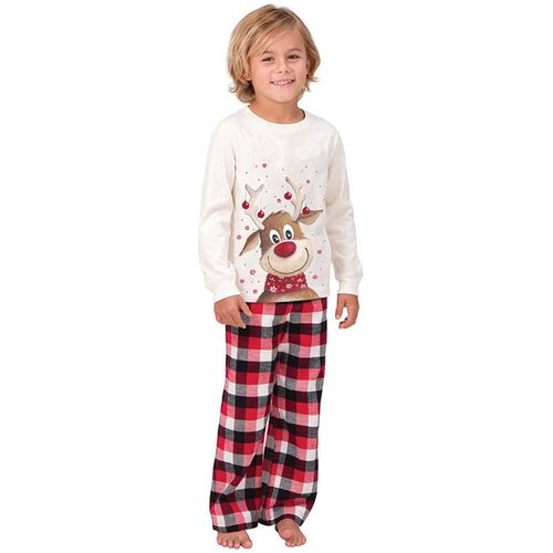 Christmas pajamas family set Cute Reindeer Xmas Plaid jammie