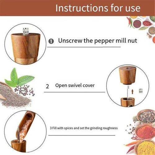 Pepper Mill Wood Salt and Pepper Mill Manual Salt Mill
