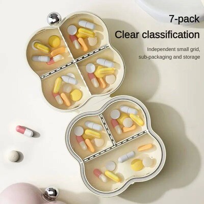 7-Day Portable Flower-Shaped Pill Organizer Compact Medicati