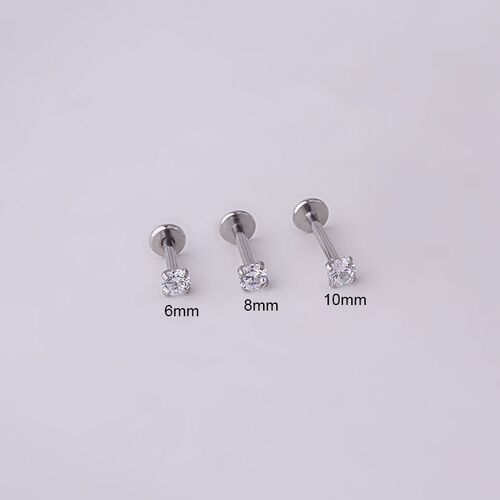 1Pc Stainless Steel Piercing Tragus Stud Crystal Labret Ear