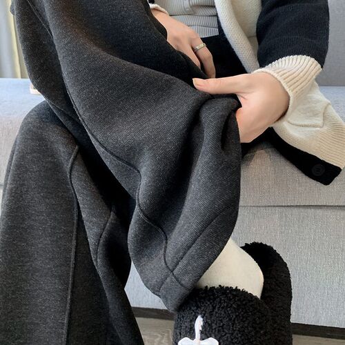 2025 Plus Velvet Padded Soft Glutinous Rice Wide Leg Pants W