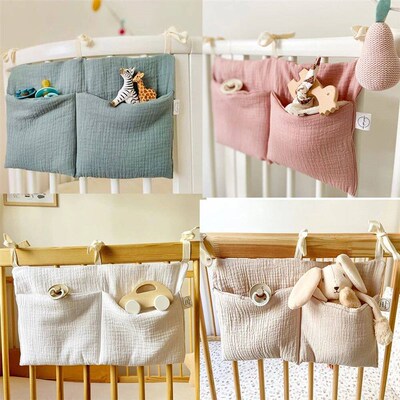 Baby Crib Organizer Cot Caddy Bed Storage Bag 2 Pockets Beds