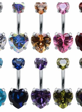 Heart Crystal Belly Button Rings Belly Bar Navel Piercing Je