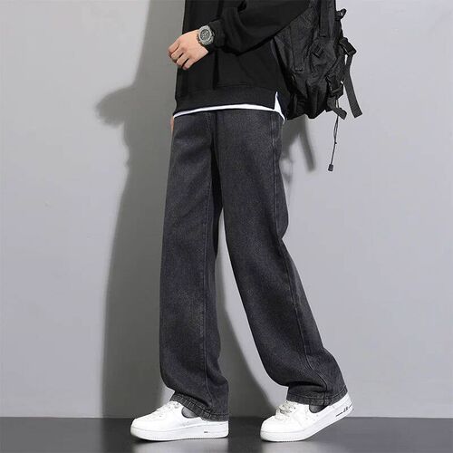 2025 New Korean Mens Casual Long Jeans Classic Man Straight