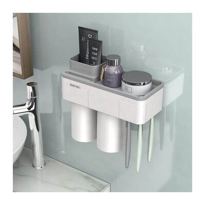 An innovative mouthwasher with a toothbrush rack, a magnetic