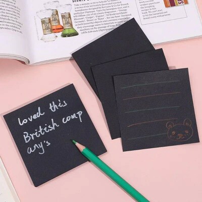 50sheets Black Posted It Sticky Notes Pads Solid Color Notep