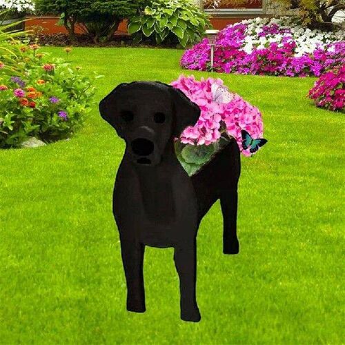 A84M-Cute Garden Dog Flower Pot, Dog Flower Pot Birthday