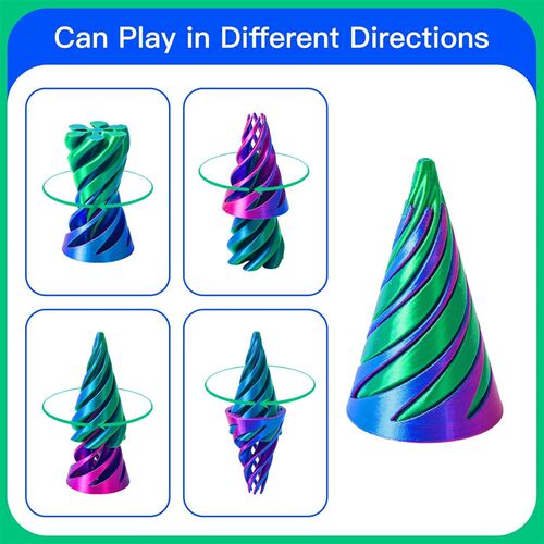 6 Pack Spiral Cone Fidget Toys - Impossible Cone 3D Printed