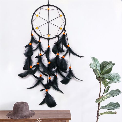 2pcs Halloween black feather dream catcher hang wind chimes