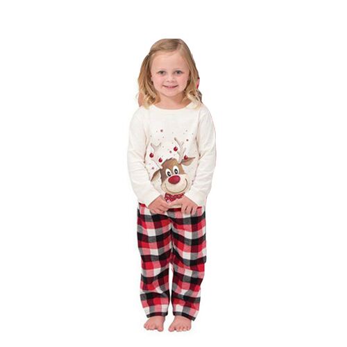 Christmas pajamas family set Cute Reindeer Xmas Plaid jammie