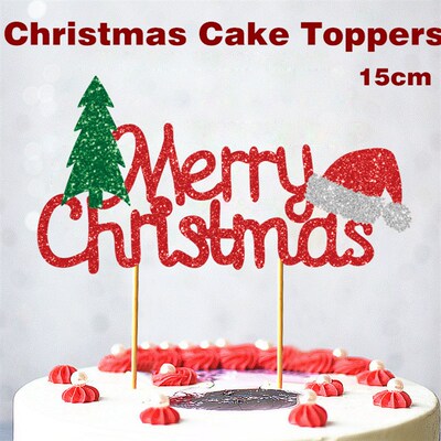 Christmas Cake Topper Party Decoration Glitter