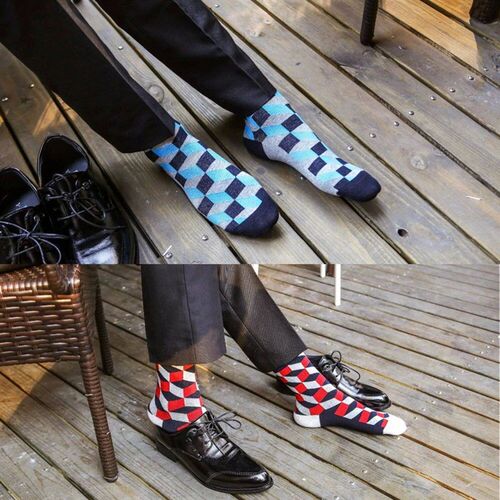 5 Pairs Novelty Mens Cotton Colorful Pattern Funny Fashion