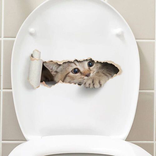 Torn Peeping Kitten Toilet er 3D Effect Bathroom Toilet Seat