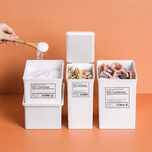 Washing powder storage box, storage box size with lid, class