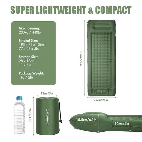 Inflatable Sleeping Pad Extra Thick 4In Self-inflating Mats