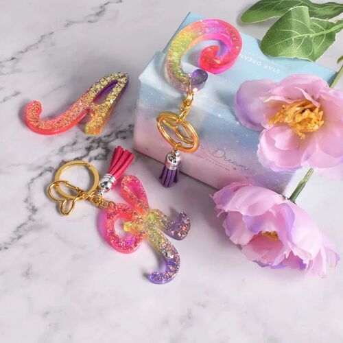 Keychain Alphabet Silicone Mold DIY Letter Number Epoxy Resi