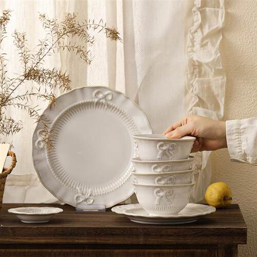 French bow ceramic bowl and dish set high-end tableware