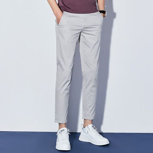 Mens Simple Cotton Casual Pants Summer and Autumn New Slim-