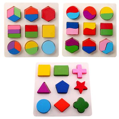 Newest Kids Baby Wooden Toys Geometry 3D Jigsaw Puzzles Mont