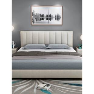 一米八科技布床实木双人大床小户软床一米五真皮床布艺主卧简约