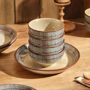 釉下彩饭碗盘子日式蓝雨家用菜盘2025新款陶瓷碗碟餐具高级感汤碗