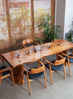 新中式全实木茶根办雕泡桌茶茶店公室招待台客DVY厅大气茶桌椅组