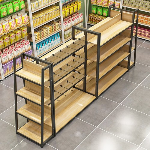虎朔超市货架展示架便利店单面食品饮料母婴文具店中岛展示柜