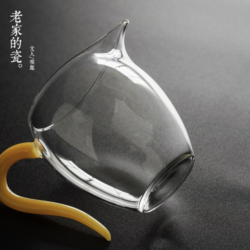 透明耐高温玻璃公道杯加厚带把鹰嘴功夫茶公杯分茶器茶海茶具配件