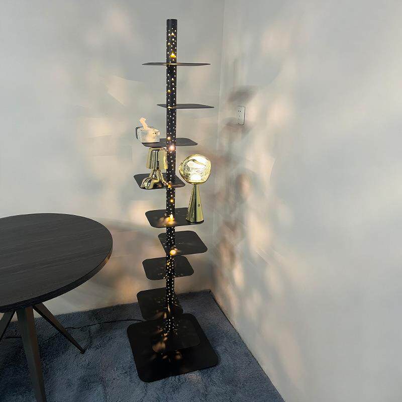 新款星光氛围落地灯置物架一体现代简约书房卧室客厅沙发边设计师