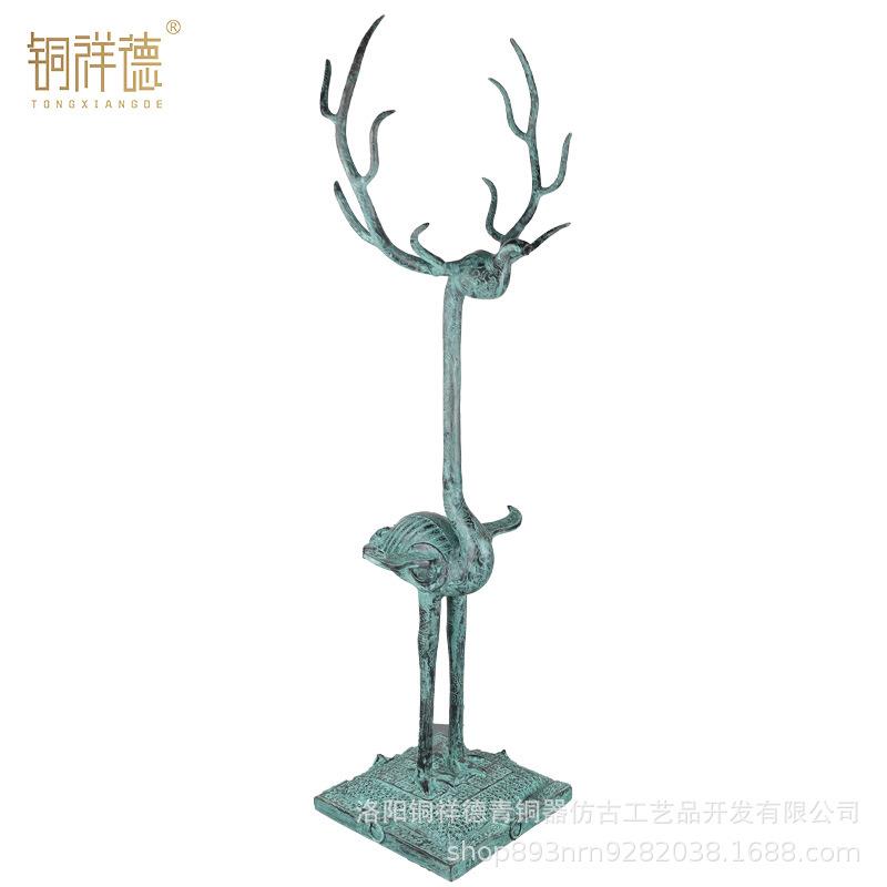仿古青铜器 战国曾侯乙青铜鹿角立鹤摆件工艺品收藏 湖北博物馆藏
