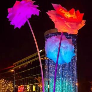 户外七彩花朵庭院广场景观创意灯发光公园玫瑰花造型雕塑装饰灯具