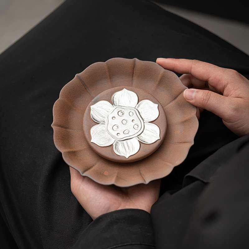 空寂斋老岩泥芳莲壶承鎏银粗陶干泡盘复古茶承杯垫茶托盘两用果盘,3C数码配件,其它配件,淘宝优惠券,粉丝福利购,淘宝优惠卷