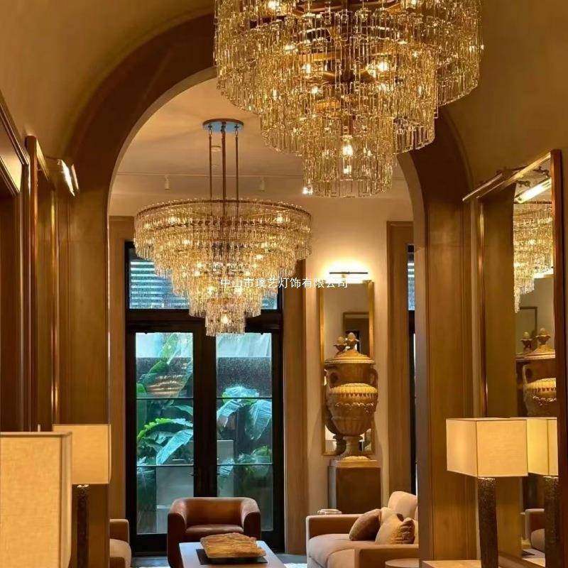 酒店水晶大型吊灯大厅珠宝店灯饰宴会厅售楼部工程灯具专业制作无