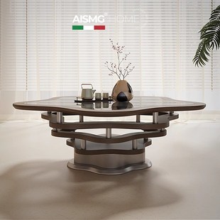 中古风异形茶几现代小户型客厅家用高端别墅设计师实木胡桃色茶桌