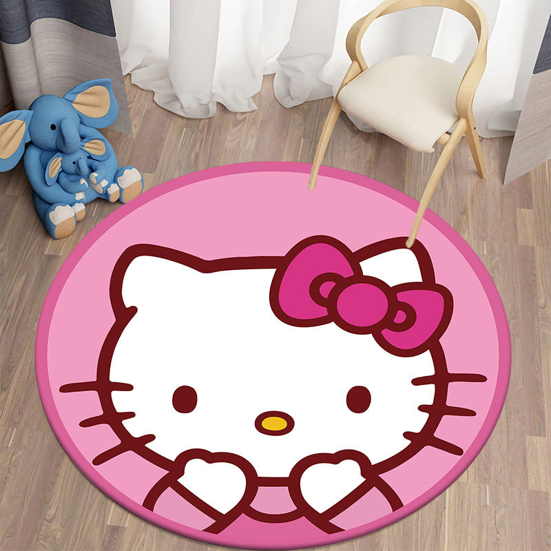 KT猫卡通圆形皮革地垫可擦洗免洗PVC防水防滑儿童学习椅转椅垫子,居家布艺,家用脚垫,淘宝优惠券,粉丝福利购,淘宝优惠卷