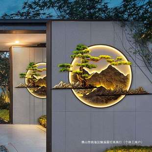 户外新中式防水壁灯太阳能别墅庭院灯室外围墙背景影壁墙景观墙灯