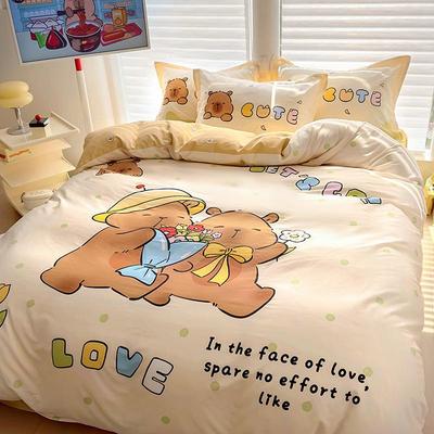 卡皮巴拉纯棉床上四件套儿童全棉印花床单被套学生宿舍创立三件套