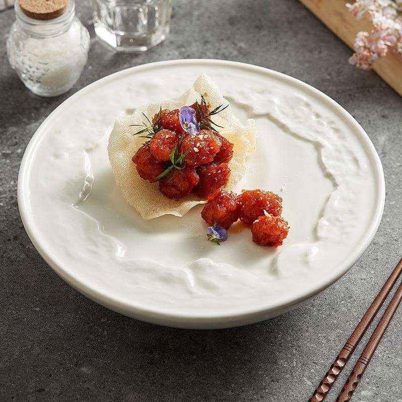 陶瓷保温盘子菜盘家用高档餐厅酒店摆台餐具创意西餐平盘托盘商用