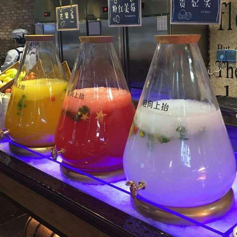 开关25升龙头桶自助果汁透明冷厂家大容量饮料罐带商用玻璃泡酒瓶