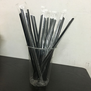 一次性加长吸管700ML奶茶杯专用 饮料小吸管23CM果汁黑细吸管